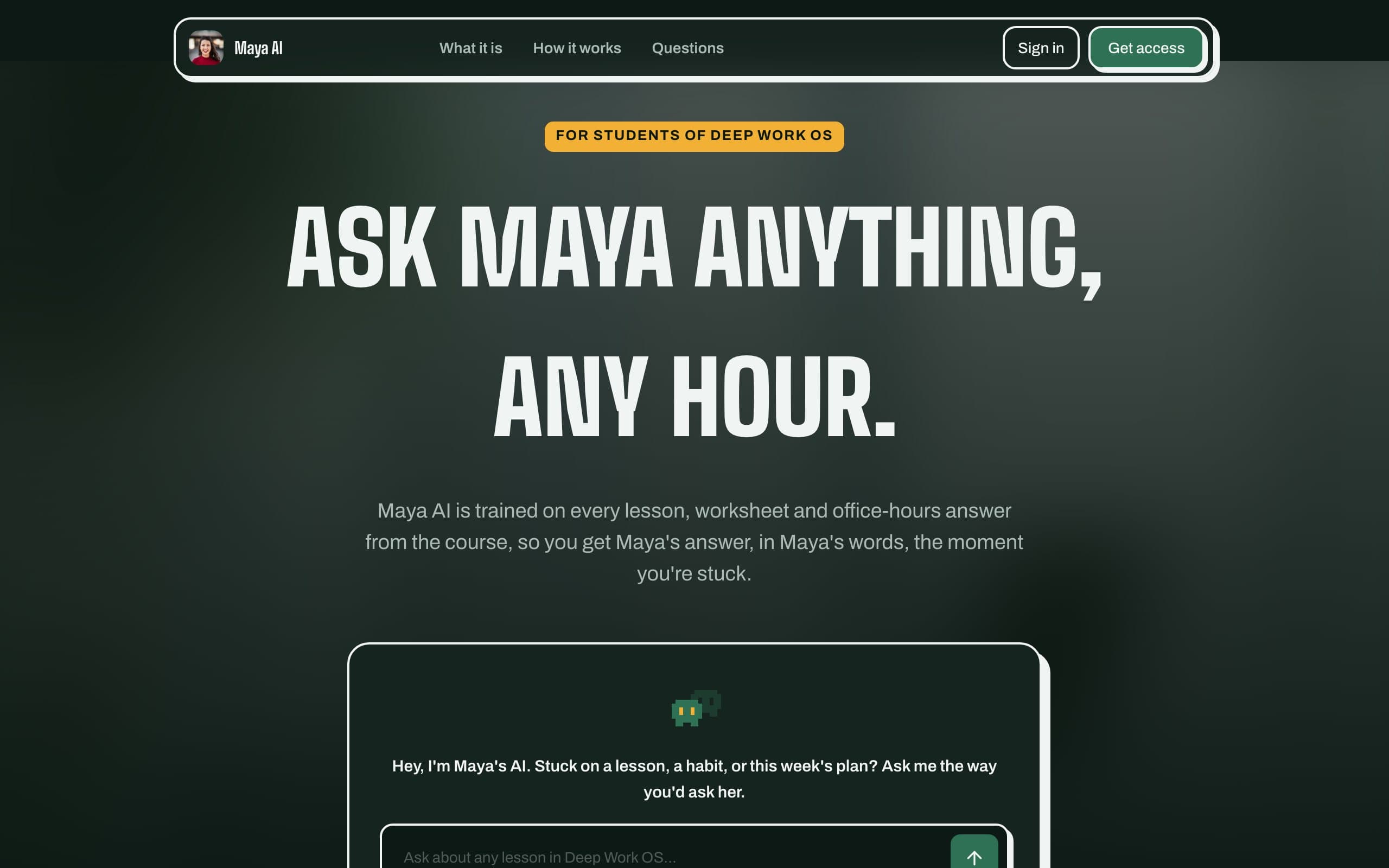 Maya AI — a clone site in the Bold style, built with Clonebased