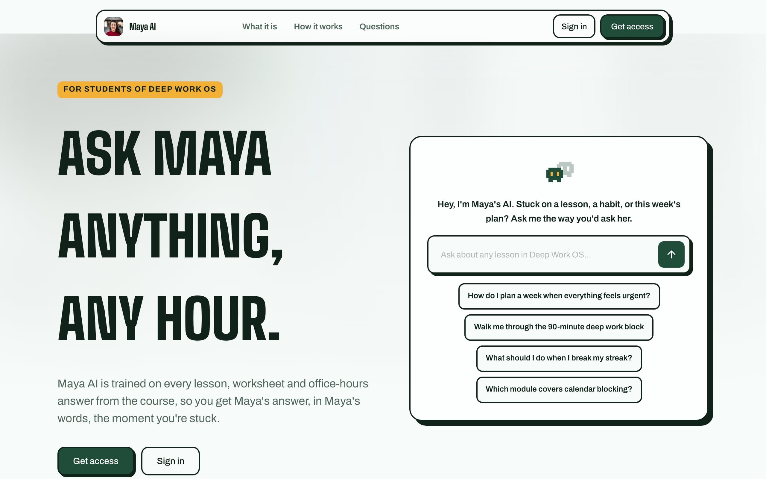 Maya AI — a clone site in the Bold style, built with Clonebased