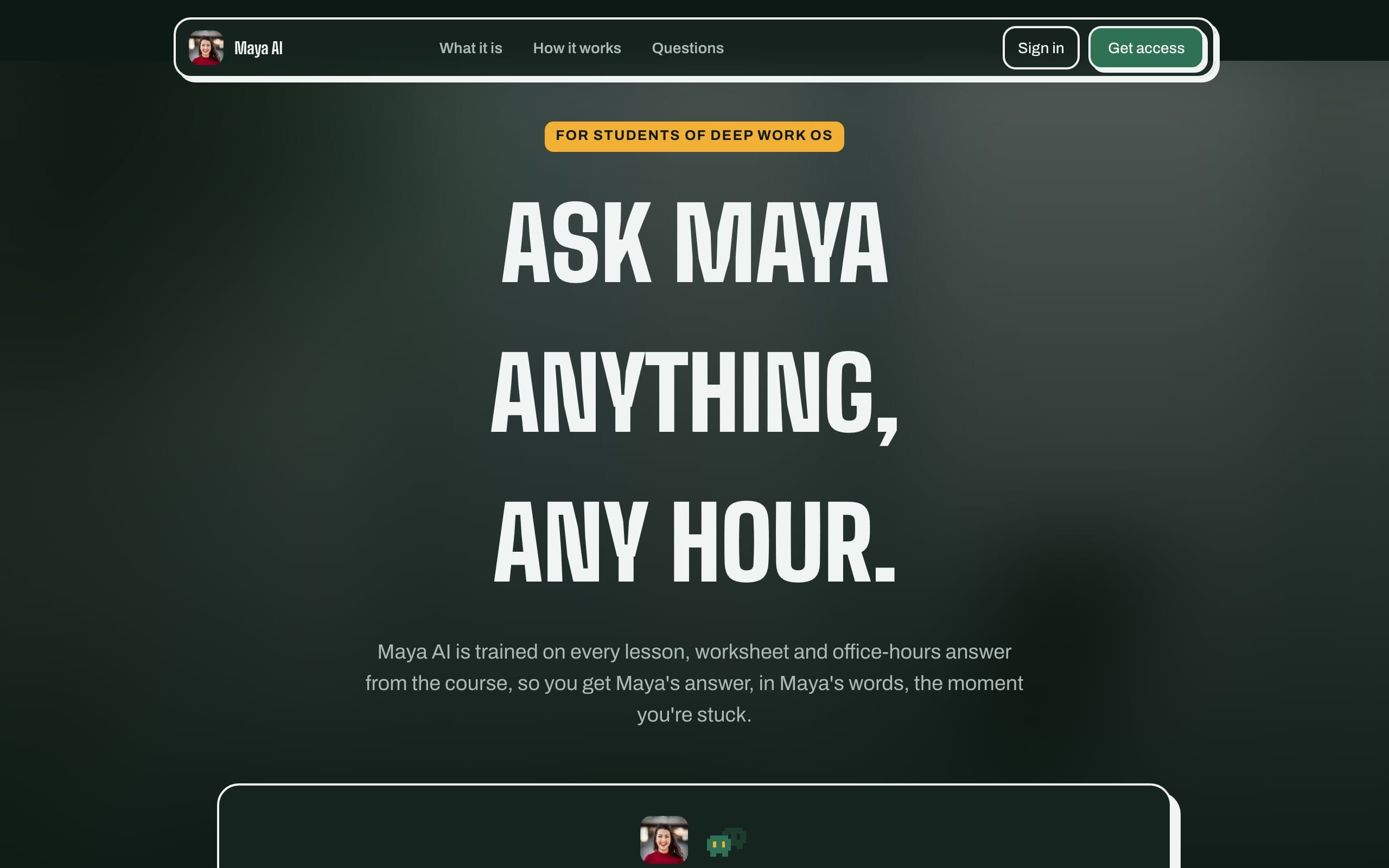 Maya AI — a clone site in the Bold style, built with Clonebased