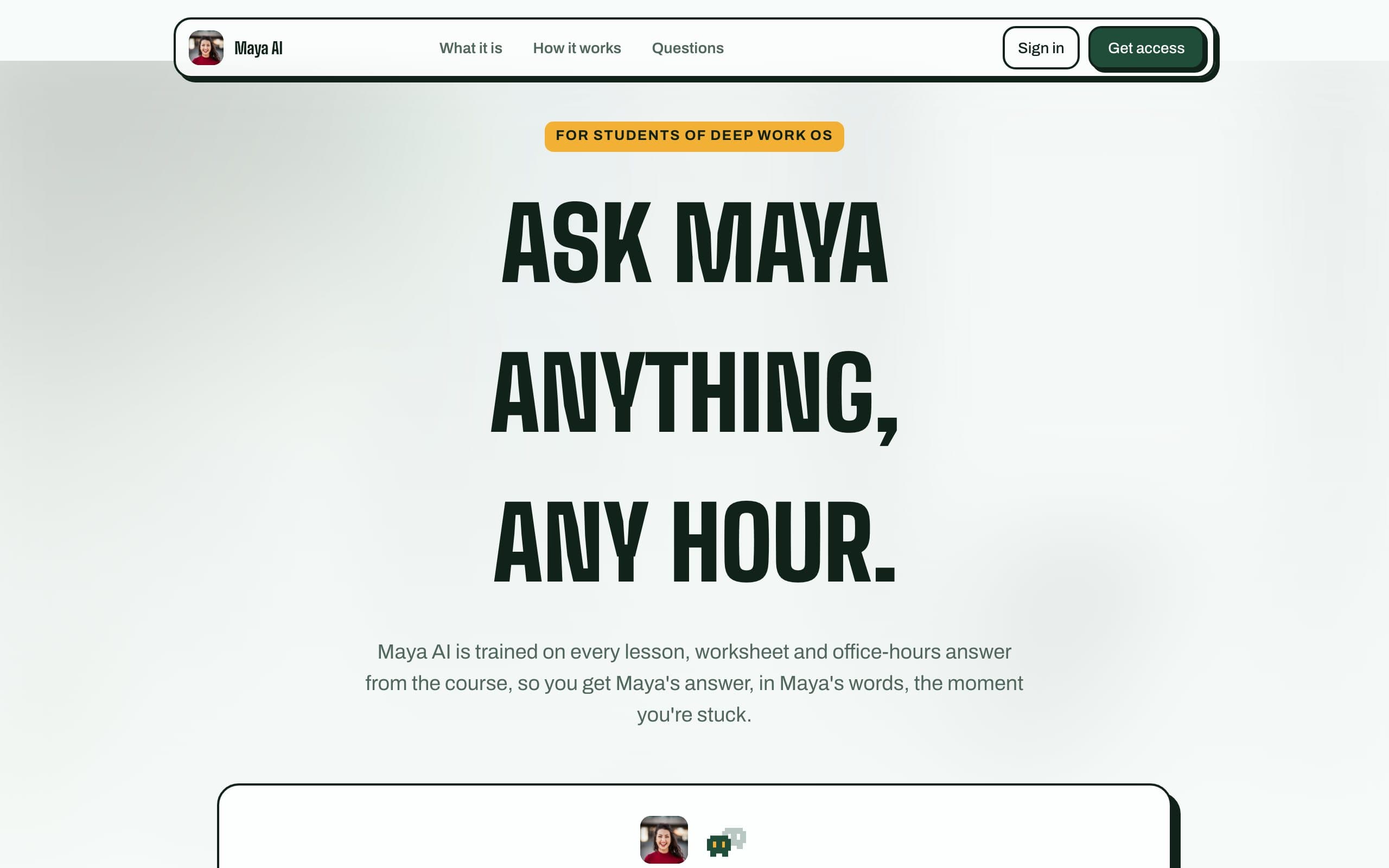 Maya AI — a clone site in the Bold style, built with Clonebased