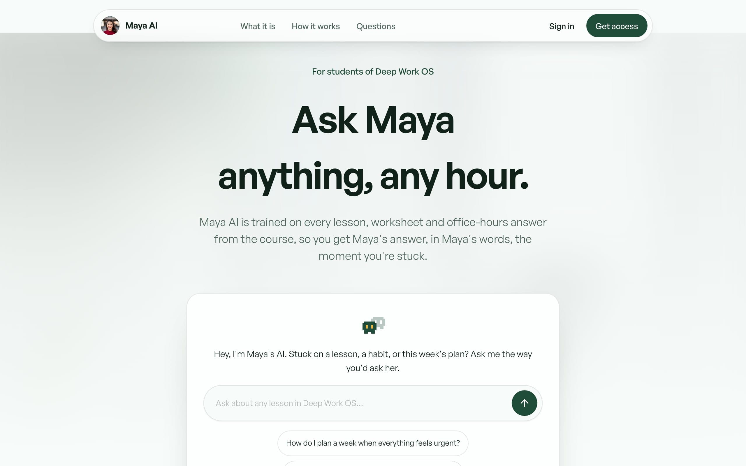 Maya AI — a clone site in the Modern style, built with Clonebased