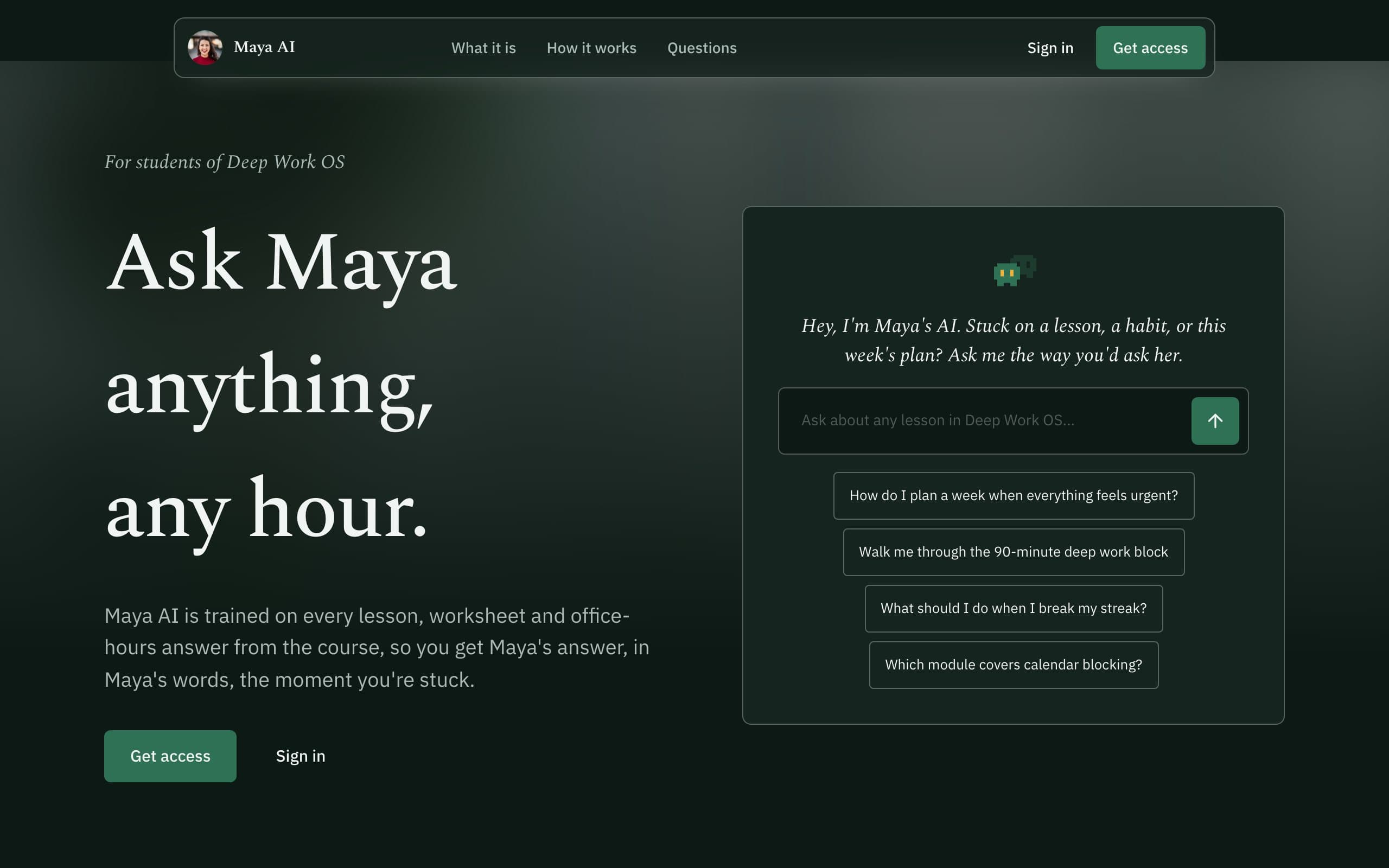 Maya AI — a clone site in the Refined style, built with Clonebased
