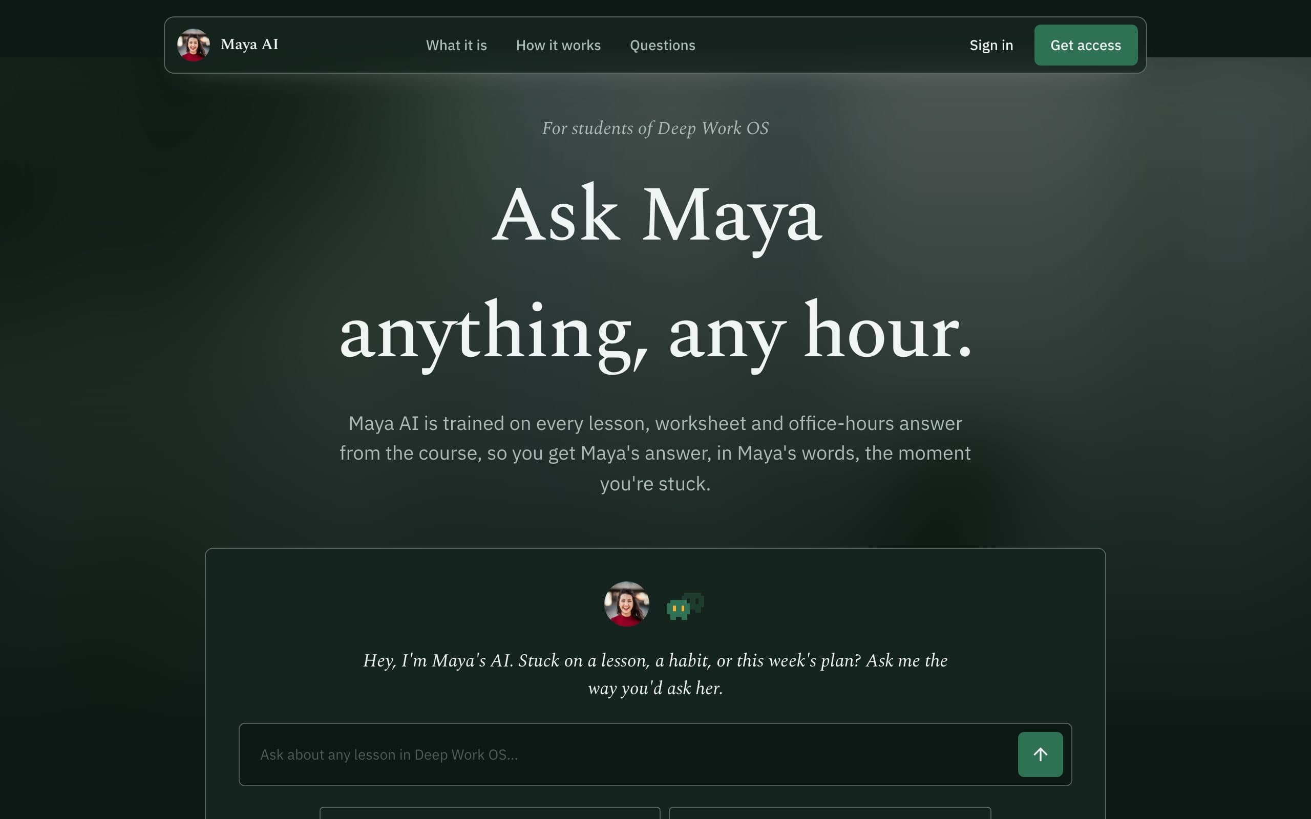 Maya AI — a clone site in the Refined style, built with Clonebased